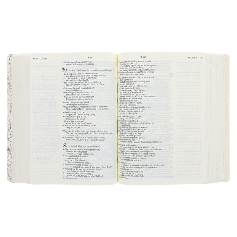 NLT Cream Floral Paperback Inspire Filament-Enabled Bible