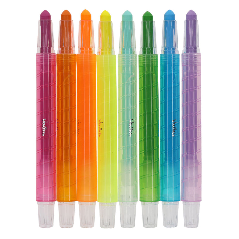 Veritas Crayon-Type Twist-Up Eight-Piece Highlighter Set